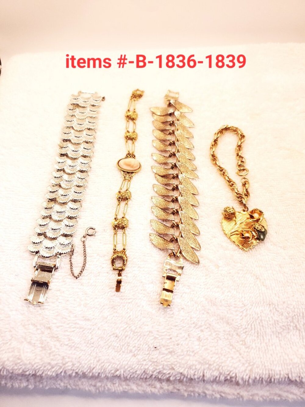 4 Bracelets, items # B- 1836-1839,. wt. 154 grams.